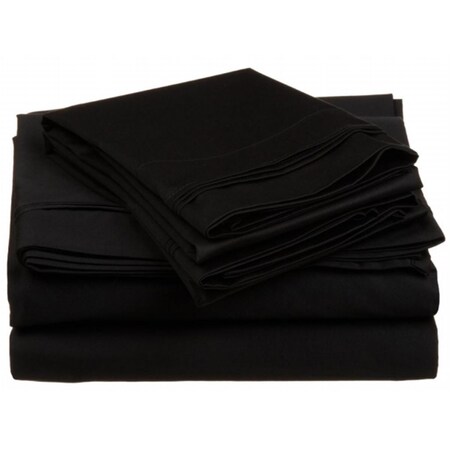 Impressions By Luxor Treasures Egyptian Cotton 650 Thread Count Solid Sheet Set Twin XL-Black 650XLSH SLBK